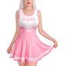 LittleForBig Overall dames zijdezachte mouwloze Cheer Sissy bodycon minijurk rok, roze, L