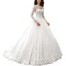 yhfshop Bal Avondjurken, 2021 nieuwe lange mouwen kant trailing bruids trouwjurk off white_48, Vrouwen Elegante Bal Avondjurken