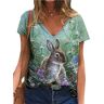 famesale Pasen-T-shirt voor dames, bedrukt met paashaas, grappig haasmotief voor Pasen, grappig T-shirt voor Pasen, gelukkige leraar, paasvakantie tops, # 7, S