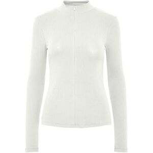 PIECES Dames Pckitte Zip Ls T-Neck Top Noos Bc Shirt met lange mouwen, wit (bright white), XL PIECES Dames Pckitte Zip Ls T-Neck Top Noos Bc Shirt met lange mouwen, wit (bright white), XL