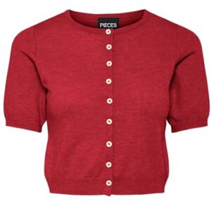 PIECES PCNATALIE SS O-hals gebreide cardigan, rood (high risk red), S PIECES PCNATALIE SS O-hals gebreide cardigan, rood (high risk red), S