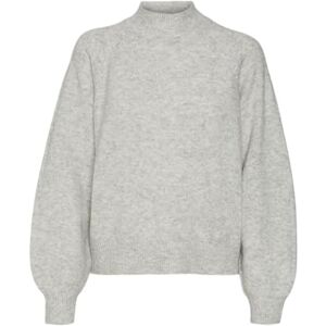 VERO MODA Vmleaf Ls High Neck Pullover Ent Gebreide trui voor dames, lichtgrijs gem., XS VERO MODA Vmleaf Ls High Neck Pullover Ent Gebreide trui voor dames, lichtgrijs gem., XS