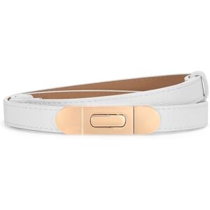 JASGOOD Skinny leren riem voor dames, smalle tailleriem voor dames, dunne riem, verstelbare leren riem, modieuze decoratieve riem voor jurken, broeken, jeans, jassen, 5-wit/gouden gesp, 105cm(Passend