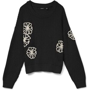 VERO MODA Vmlaura Ls O-Neck Pullover Boo, zwart, L VERO MODA Vmlaura Ls O-Neck Pullover Boo, zwart, L