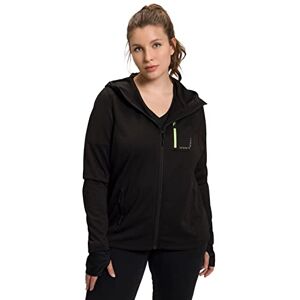 Ulla Popken Hyprar, reflecterende print, capuchon, duimgat sweatjack, zwart, 42/44 grote maten Ulla Popken Hyprar, reflecterende print, capuchon, duimgat sweatjack, zwart, 42/44 grote maten