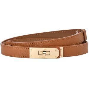 flintronic Vrouwen Skinny Lederen Riem, Verstelbare Mode Jurk Riem, Slanke Dunne Taille Riem Klassieke Effen Kleur Legering Turn Lock, Dunne Taille Riemen, Gesp Riem Voor Jurken Jeans Broek Jas,