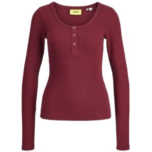 JACK & JONES Jxfatima Ls Button Rib Top JRS, Cabernet, M JACK & JONES Jxfatima Ls Button Rib Top JRS, Cabernet, M