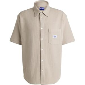 HUGO Ebronn herenhemd met korte mouwen van katoenmix met wafelstructuur, Open White121, M HUGO Ebronn herenhemd met korte mouwen van katoenmix met wafelstructuur, Open White121, M