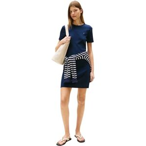 Tommy Hilfiger Nieuwe Cody Slim Korte Katoenen Jurk, Blauw (Donker Nacht Marine), XL Tommy Hilfiger Nieuwe Cody Slim Korte Katoenen Jurk, Blauw (Donker Nacht Marine), XL