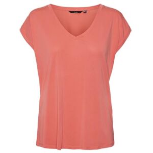 VERO MODA Dames Unicolor Stretch T-Shirt Basis V-Hals Bovenstuk Diep Ingezette Schouders VMFILLI, Colour:Coral Pink, Size:S VERO MODA Dames Unicolor Stretch T-Shirt Basis V-Hals Bovenstuk Diep Ingezette Schouders VMFILLI, Colour:Coral Pink, Size:S