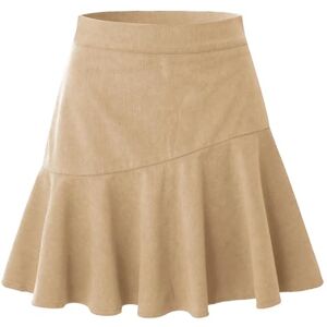 YUECIBAI Office Lady Potloodrok voor dames, cordrock, hoge taille, ritssluiting, geplooide rokken, kort, sexy, S, beige