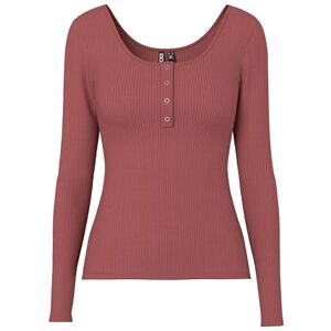 PIECES Kitte Ribbed Top met lange mouwen, Apple Butter, S PIECES Kitte Ribbed Top met lange mouwen, Apple Butter, S