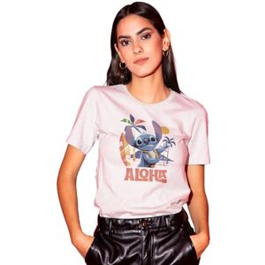 Disney Stitch "Aloha Vibes" Dames T-shirt Sunset Graphic Tee met surfboards, Palm Trees & Lei Island Style van Lilo & Stitch, Wit, M Disney Stitch "Aloha Vibes" Dames T-shirt Sunset Graphic Tee met surfboards, Palm Trees & Lei Island Style van Lilo & Stitch, Wit, M