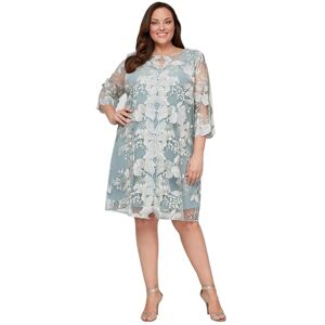 Alex Evenings Alex Dames oversized midi U-hals, kokerjurk met jasjurk voor speciale gelegenheden, Ice Sage, 42 Alex Evenings Alex Dames oversized midi U-hals, kokerjurk met jasjurk voor speciale gelegenheden, Ice Sage, 42