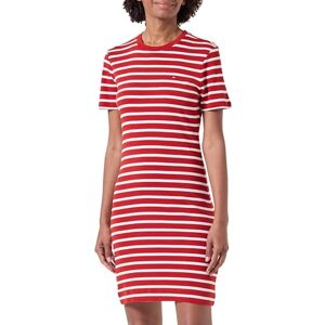 Tommy Hilfiger Nieuwe Cody Slim Korte Katoenen Jurk, Rood (Bretonse Stp/Donker Magma/Ecru), 3XL grote maten Tommy Hilfiger Nieuwe Cody Slim Korte Katoenen Jurk, Rood (Bretonse Stp/Donker Magma/Ecru), 3XL grote maten