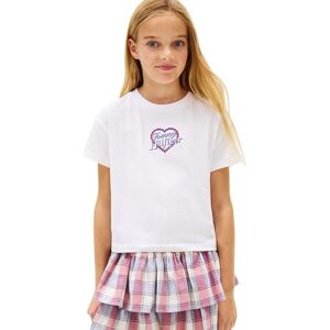 Tommy Hilfiger Tommy Heart Embro TEE SS KG0KG09280 S/S T-shirt voor meisjes, wit (wit), 3 jaar, Wit (wit), 3 jaar Tommy Hilfiger Tommy Heart Embro TEE SS KG0KG09280 S/S T-shirt voor meisjes, wit (wit), 3 jaar, Wit (wit), 3 jaar
