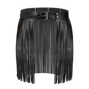 PLATEYTR Hip-Hop Punk Tailleriem, franjes, PU-leer, met kwastjes,boho hoge taille verstelbare dubbele tailleband rok clubwear, decoratieve heupriem voor jurk, jeans （Zwart）