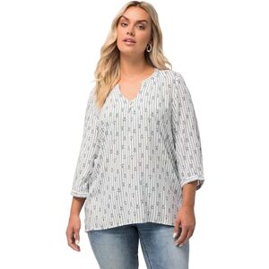 Ulla Popken Tuniek met knoopsluiting en print voor dames, Wit, 44-46 Ulla Popken Tuniek met knoopsluiting en print voor dames, Wit, 44-46