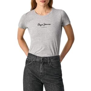 Pepe Jeans Dames New Virginia T-Shirt Slim Fit Korte Mouw Wit, Grijs (grijs gemêleerd), XL Pepe Jeans Dames New Virginia T-Shirt Slim Fit Korte Mouw Wit, Grijs (grijs gemêleerd), XL