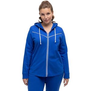 Ulla Popken Sweatjack voor dames, contrasterende pipings en rits, koningsblauw, 46-48 Ulla Popken Sweatjack voor dames, contrasterende pipings en rits, koningsblauw, 46-48