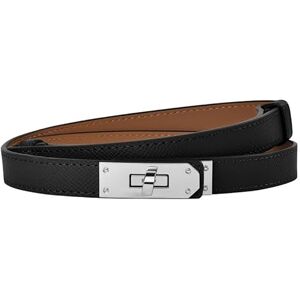 flintronic Vrouwen Skinny Lederen Riem, Verstelbare Mode Jurk Riem, Slanke Dunne Taille Riem Klassieke Effen Kleur Legering Turn Lock, Dunne Taille Riemen, Gesp Riem Voor Jurken Jeans Broek Jas, Zwart