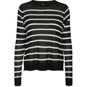 VERO MODA Dames Fijngebreide Trui Ronde hals Strepen Zachte Longsleeve VMNOVA, Colour:Black-2, Size:S VERO MODA Dames Fijngebreide Trui Ronde hals Strepen Zachte Longsleeve VMNOVA, Colour:Black-2, Size:S