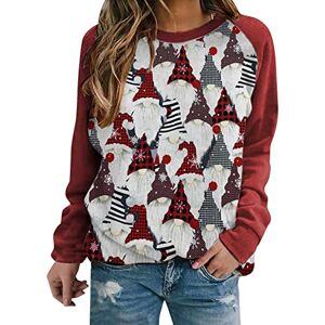 Generic Kersttrui dames sweatshirt kersttrui kersttrui katoen gezellig warm comfortabel winter shirt lange mouwen winter trui sweatshirt met dames kersttrui, C-wijn, L