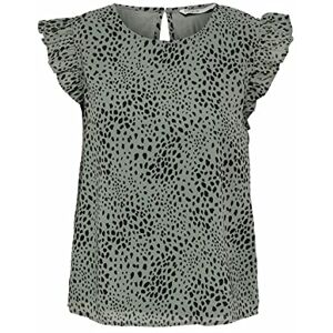 ONLY Damestop met korte mouwen en ruches, Seagras/Aop:dot Leo, L ONLY Damestop met korte mouwen en ruches, Seagras/Aop:dot Leo, L