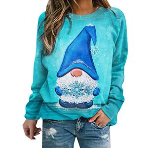 Generic Kersttrui dames sweatshirt kersttrui kersttrui katoen gezellig warm comfortabel winter shirt lange mouwen winter trui sweatshirt met dames kersttrui, C-Blauw, M