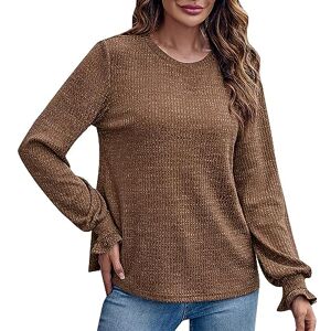 Generic Trui Trui voor Vrouwen Meisje 2024 Mode Vrouwen Casual Lange Mouw Truien O Hals Oversized Geribbelde Gebreide 2023 Herfst Winter Trui Jumper Tops Parkway Drive Sweatshirt, Koffie, M