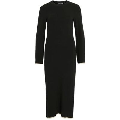 VILA Vikerry O-hals L/S Knit Maxi Dress-Noos, zwart beauty, XS VILA Vikerry O-hals L/S Knit Maxi Dress-Noos, zwart beauty, XS