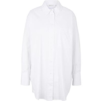 Tom Tailor Denim Dames blouse met strepen 1032792, 20000 White, XL Tom Tailor Denim Dames blouse met strepen 1032792, 20000 White, XL
