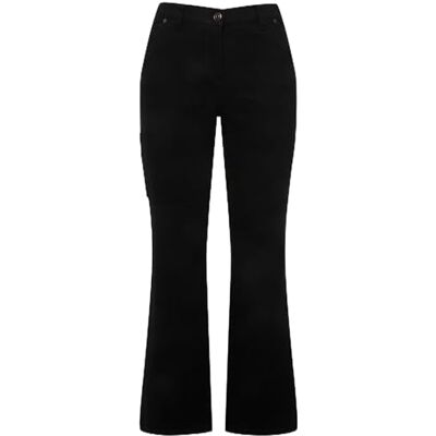 Ulla Popken Dames Utility Mandy, brede rechte pijpen, cargozak jeans, zwart, 46 Grote Maten Kort Ulla Popken Dames Utility Mandy, brede rechte pijpen, cargozak jeans, zwart, 46 Grote Maten Kort