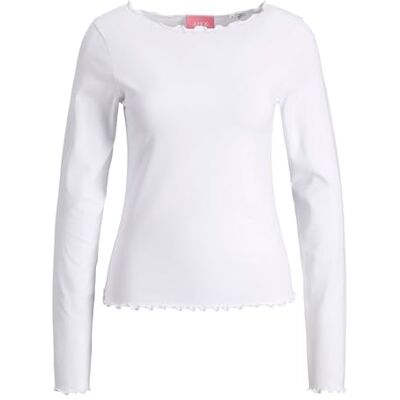 JACK & JONES Jxgigi STR Ls Babylock Tee JRS, wit (bright white), L JACK & JONES Jxgigi STR Ls Babylock Tee JRS, wit (bright white), L
