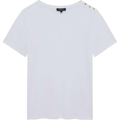 Caroll T-shirt met V-hals van 100% katoen, Wit, S Caroll T-shirt met V-hals van 100% katoen, Wit, S