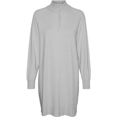 VERO MODA VMHAPPINESS LS HIGHNCK Zip Dress GA Boo, lichtgrijs gem., L VERO MODA VMHAPPINESS LS HIGHNCK Zip Dress GA Boo, lichtgrijs gem., L