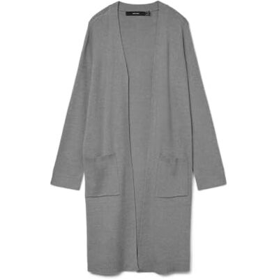 VERO MODA Vmsaba Ls Pocket Coatigan Ga Noos, Medium grijs (grey melange), S VERO MODA Vmsaba Ls Pocket Coatigan Ga Noos, Medium grijs (grey melange), S