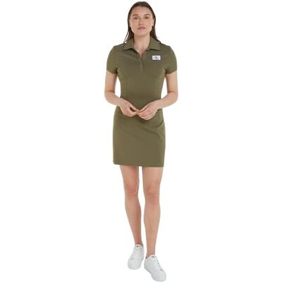 Calvin Jeans Dames Milano Utility Jurk Fit & Flare, Dusty Olijf, XXS Calvin Jeans Dames Milano Utility Jurk Fit & Flare, Dusty Olijf, XXS