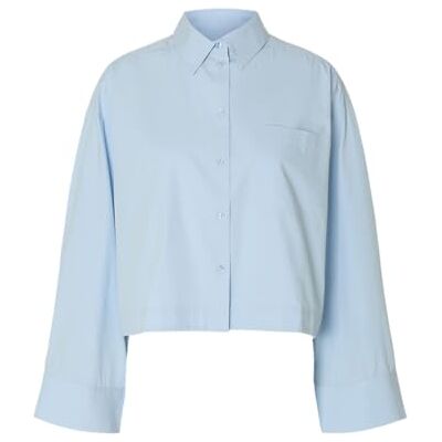 SELECTED WOMEN Slfastha Ls Cropped Boxy Shirt Noos, Cashmere Blue, 40 SELECTED WOMEN Slfastha Ls Cropped Boxy Shirt Noos, Cashmere Blue, 40