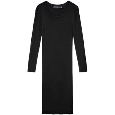VERO MODA Vmgizelle Ls O-Neck Blk Dress Ga, zwart, XS VERO MODA Vmgizelle Ls O-Neck Blk Dress Ga, zwart, XS