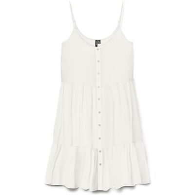 VERO MODA Vmbumpy Short Singlet Dress WVN Ga Noos, wit (snow white), L VERO MODA Vmbumpy Short Singlet Dress WVN Ga Noos, wit (snow white), L
