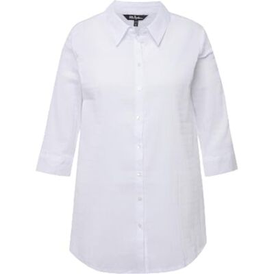 Ulla Popken Dames grote maten plus size blouse, bubble-kwaliteit, hemdkraag, 3/4-mouw sneeuwwit 42+ 797446200-42+, sneeuwwitje, 42-44 Ulla Popken Dames grote maten plus size blouse, bubble-kwaliteit, hemdkraag, 3/4-mouw sneeuwwit 42+ 797446200-42+, sneeuwwitje, 42-44