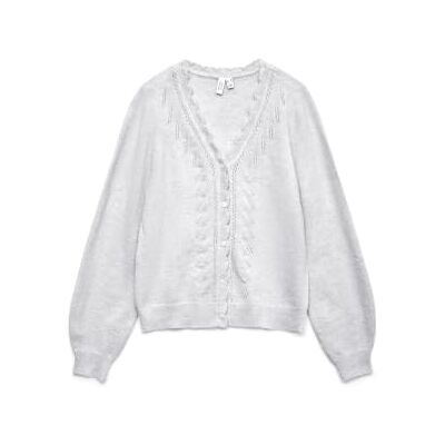 VERO MODA Vmlya Ls V-hals Cardigan Btq, lichtgrijs gem., L VERO MODA Vmlya Ls V-hals Cardigan Btq, lichtgrijs gem., L