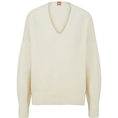 Boss Gebreide sweater, open wit, M Boss Gebreide sweater, open wit, M