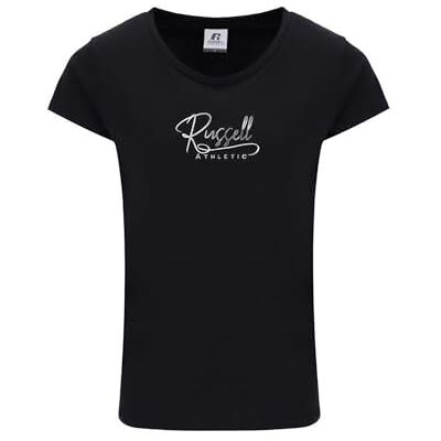 Russell Athletic Mia-S/S Crewneck T-shirt met korte mouwen, Zwart, XL Russell Athletic Mia-S/S Crewneck T-shirt met korte mouwen, Zwart, XL