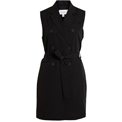 VILA Vicrystal S/L Blazer Vest Dress Vest voor dames, zwart, 34 VILA Vicrystal S/L Blazer Vest Dress Vest voor dames, zwart, 34