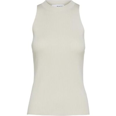 SELECTED FEMME Vrouwelijke gebreide top mouwloos, berk, L SELECTED FEMME Vrouwelijke gebreide top mouwloos, berk, L