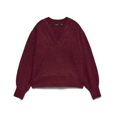 VERO MODA Vmboom Ls V-hals Pullover Noos, Winetasting, S VERO MODA Vmboom Ls V-hals Pullover Noos, Winetasting, S