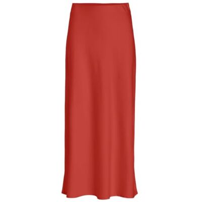 VILA Veellette Hw Midi Skirt Noos, Aurora Red, 36 VILA Veellette Hw Midi Skirt Noos, Aurora Red, 36