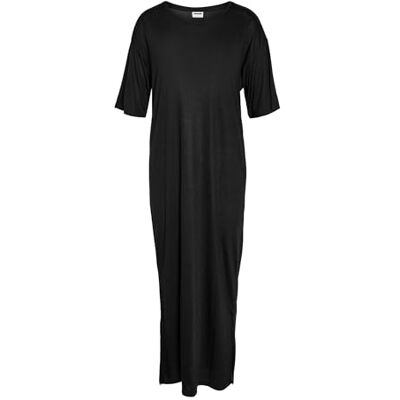 NOISY MAY Maxi-jurk voor dames, lange shirtjurk, extra lang, losse pasvorm, ronde hals, basic jurk, zwart, XS NOISY MAY Maxi-jurk voor dames, lange shirtjurk, extra lang, losse pasvorm, ronde hals, basic jurk, zwart, XS